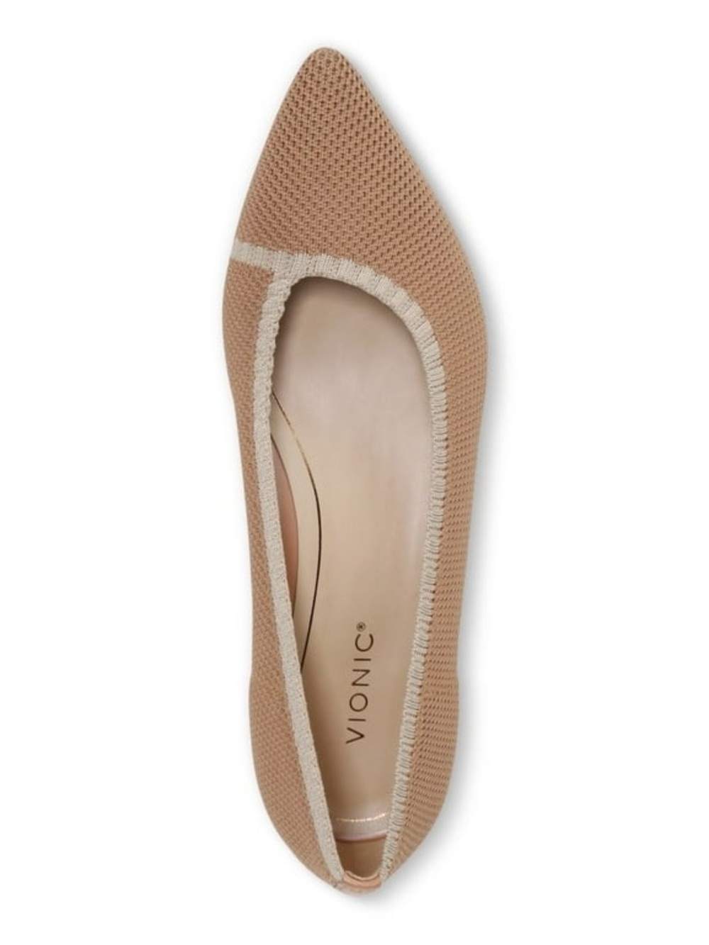 Vionic Dahlia Pointed Toe Ballet Skimmer Flats Tan and Beige Size 7